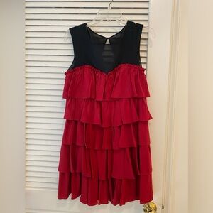 Jay Godfrey sleeveless dress, red/black. 100%silk. Size 6